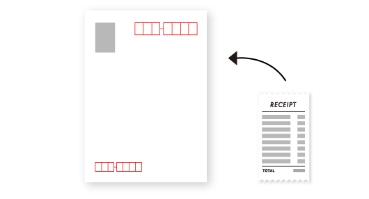 レシートをはがきに貼り付ける